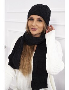 MladaModa Komplet - dámska čiapka + šál K416 čierny