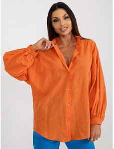 Fashionhunters Orange oversized shirt with puffed sleeves