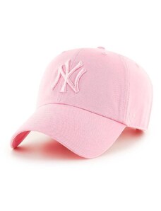 Bavlnená šiltovka 47brand MLB New York Yankees ružová farba, s nášivkou