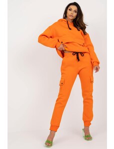 MladaModa Hrubá teplákovú súprava s kapsami model 79102 oranžová