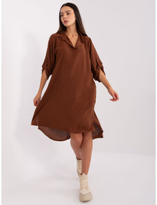 Fashionhunters Brown oversized shirt dress