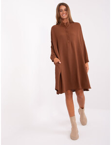 Fashionhunters Light brown oversize shirt dress
