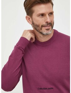 Bavlnený sveter Calvin Klein Jeans fialová farba, tenký