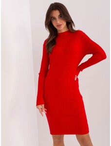 Basic Dámske červené pletené šaty po kolená