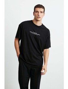 GRIMELANGE Frank Pánske oversize fit tričko so 100% bavlnou hrubou textúrou s potlačou