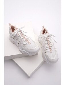 Marjin Dámske športové topánky na šnurovanie s vysokou transparentnou podrážkou Ojis biele