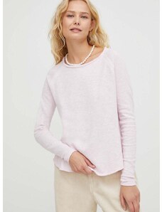 Bavlnené tričko s dlhým rukávom American Vintage ružová farba