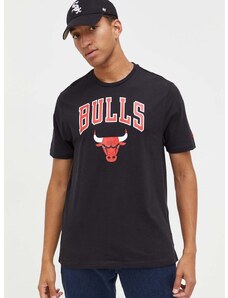 Bavlnené tričko New Era čierna farba, s potlačou, CHICAGO BULLS