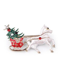 Stoklasa Vánoční brož s broušenými kamínky - 1 bílá kůň