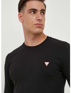 Tričko s dlhým rukávom Guess pánsky, čierna farba, jednofarebný, M2YI28 J1314
