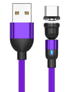 Magnetický rýchlonabíjací a dátový kábel Madvell USB-C 1 až 2 metre fialová