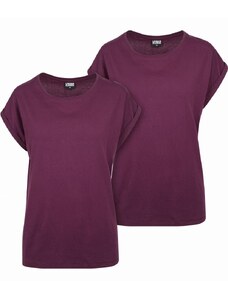 Urban Classics / Ladies Extended Shoulder Tee 2-Pack cherry/cherry