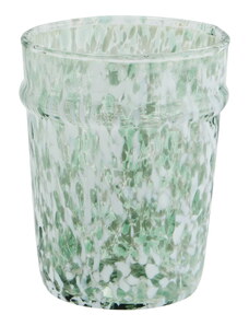 MADAM STOLTZ Pohár na vodu z brokového skla White/Green 200 ml