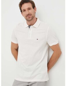 Bavlnené polo tričko Tommy Hilfiger béžová farba, jednofarebný
