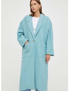 Kabát American Vintage dámsky, tyrkysová farba, prechodný