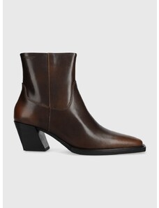 Kožené členkové topánky Vagabond Shoemakers ALINA dámske, hnedá farba, na podpätku, 5621.018.33