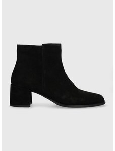 Semišové topánky Vagabond Shoemakers STINA dámske, čierna farba, na podpätku, 5609.040.20