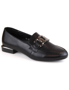 Sergio Leone W SK422C čierne ploché topánky s retiazkou na podpätku