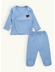 TRENDOVA Dojčenské rebrované pyžamo svetlomodré