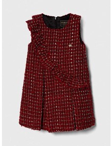 Dievčenské šaty s prímesou vlny Guess červená farba, mini, áčkový strih