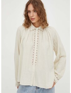 Bavlnená košeľa BA&SH dámska, béžová farba, regular, s klasickým golierom