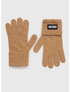Kašmírové rukavice Moschino hnedá farba