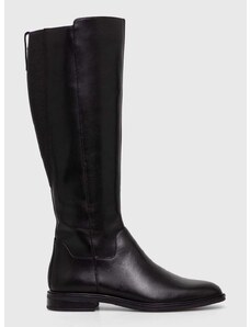 Kožené čižmy Vagabond Shoemakers FRANCES 2.0 dámske, čierna farba, na plochom podpätku, 5606.201.20