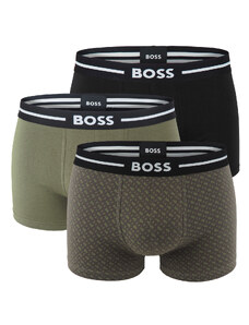 BOSS - boxerky 3PACK cotton stretch BOLD army green B logo z organickej bavlny - limitovaná fashion edícia (HUGO BOSS)