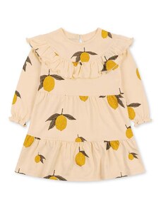 Dievčenské bavlnené šaty Konges Sløjd žltá farba, mini, áčkový strih