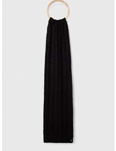 Šál s prímesou vlny Lauren Ralph Lauren čierna farba, jednofarebný