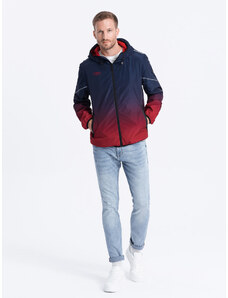 Ombre Clothing Pánska športová bunda s reflexnými prvkami - tmavomodrá a červená V3 OM-JANP-0105