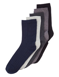 Trendyol Collection Viacfarebná bavlna, 5 balíčkov textúrovaných ponožiek s dlhými ponožkami