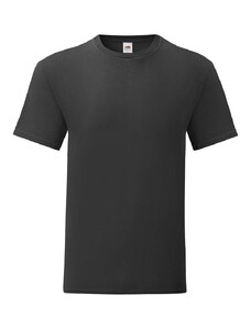 Čierne pánske tričko z česanej bavlny Iconic s rukávom Fruit of the Loom