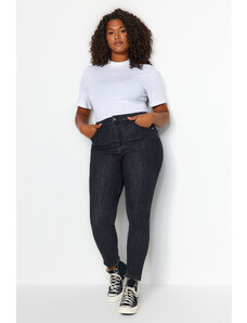 Trendyol Curve Čierne elastické úzke džínsy s vysokým pásom