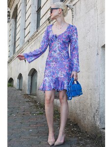 Madmext Blue Floral Pattern Dress