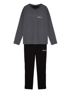 Trendyol Anthracite Regular Fit Printed Knitted Pajamas Set