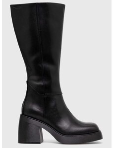Kožené čižmy Vagabond Shoemakers BROOKE dámske, čierna farba, na podpätku, 5644.101.20
