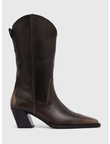 Kožené kovbojské topánky Vagabond Shoemakers ALINA dámske, hnedá farba, na podpätku, 5421.518.19