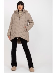 MladaModa Zimná páperová bunda s kapucňou model 26200 béžová