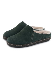Vlnka Dámske kožené papuče s ovčou vlnou Paula tmavo zelená veľkosti obuvi - dospelí 37