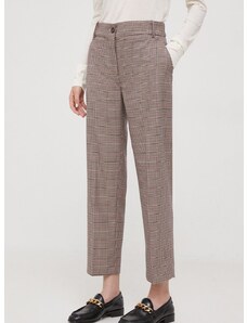 Nohavice Tommy Hilfiger dámske, béžová farba, strih chinos, vysoký pás