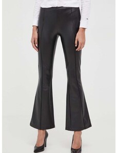 Nohavice Guess dámske, čierna farba, priliehavé, vysoký pás