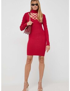 Šaty Guess červená farba, mini, priliehavá