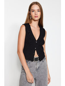 Trendyol Black Premium Thread / Tricot sveter so špeciálnou niťou
