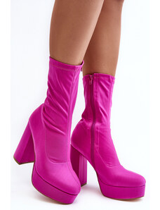 Kesi High heeled ankle boots with zipper, Fuchsia Peculia
