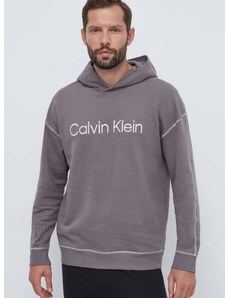Bavlnená mikina Calvin Klein Underwear šedá farba, s kapucňou, s nášivkou