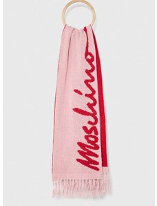 Vlnený šál Moschino ružová farba, vzorovaný