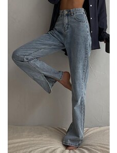 Madmext Modré dámske džínsy s vysokým pásom s rozparkami