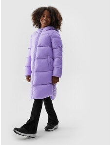 4F Dievčenský prešívaný zatepľovací kabát - fialová