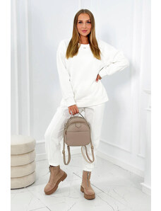 K-Fashion Bavlnená súprava mikina bez kapucne + nohavice ecru